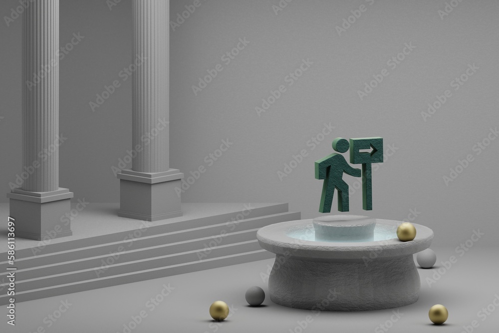 Aufkleber beautiful abstract illustrations green follow the signs symbol icon on a fountain and column backgro