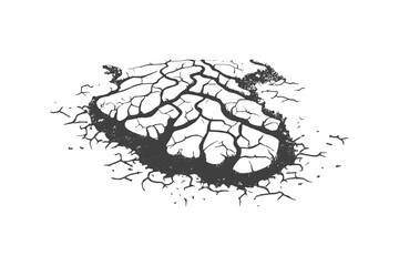 Split, crack and black hole in the wall or on the ground. Damage from natural disasters, earthquakes or drought. Catastrophe after the war.