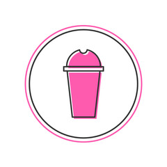 Filled outline Milkshake icon isolated on white background. Plastic cup with lid and straw. Vector