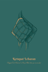 Indonesian Ketupat design for eid mubarak template with indonesian text mean is eid mubarak