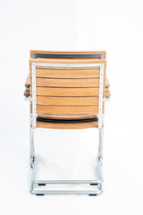 two stacked wooden chairs isolated