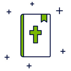 Filled outline Holy bible book icon isolated on white background. Vector