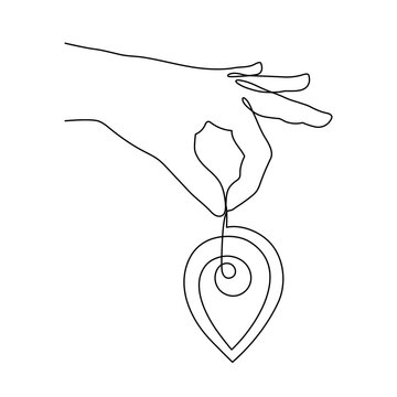 recommend clip art: Hand holds points location at map one line art,hand drawn way destination continuous contour,trendy palm template direction, gps navigation concept.Editable stroke.Isolated.Vector illustration