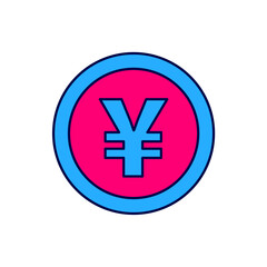 Obraz premium Filled outline Chinese Yuan currency symbol icon isolated on white background. Coin money. Banking currency sign. Cash symbol. Vector