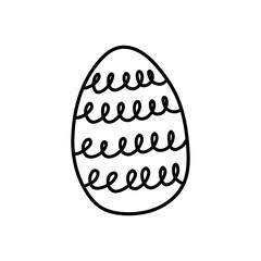 Cute decorated Easter egg isolated on white background. Vector hand-drawn illustration in doodle style. Perfect for holiday designs, cards, logo, decorations.
