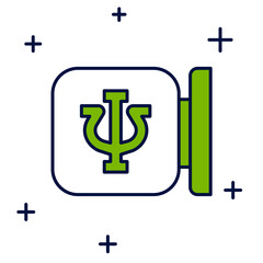 Filled outline Psychology icon isolated on white background. Psi symbol. Mental health concept, psychoanalysis analysis and psychotherapy. Vector