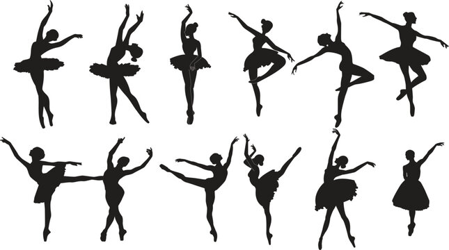set of ballet dancers.silhouettes of ballet dancers