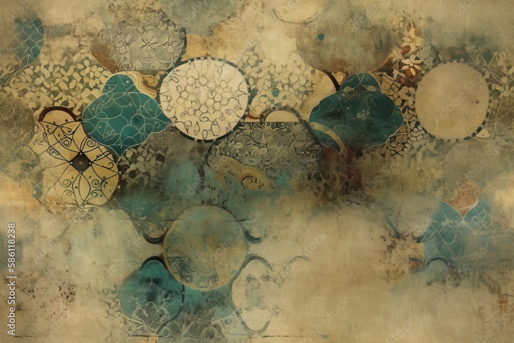 Aufkleber colorful abstract painting featuring different sized circles on a wall created with generative ai te