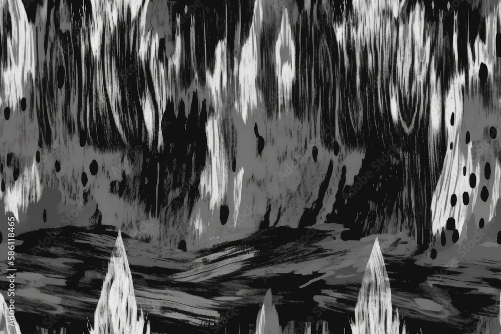 Aufkleber serene forest with tall trees in black and white created with generative ai technology