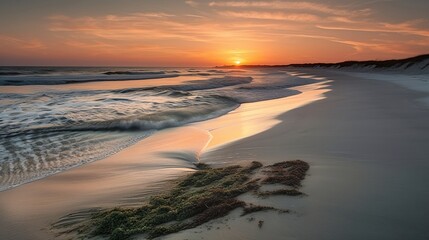 Obraz premium Golden Embrace: A Soothing Beachside Symphony