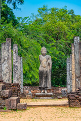 Statues at Atadage at the quadrangle of Polonnaruwa ruins, Sri Lanka
