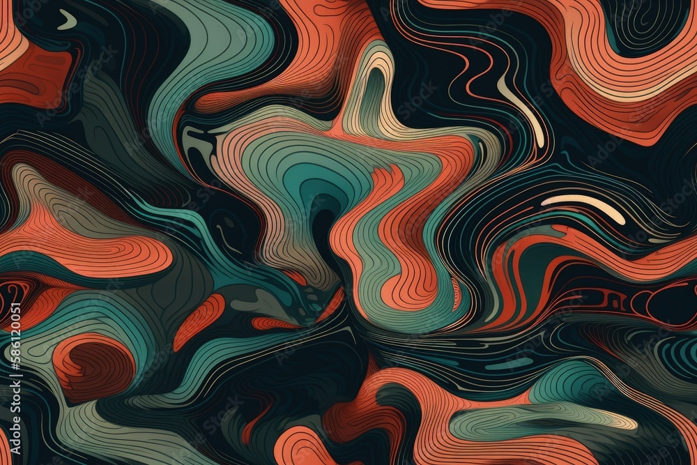 Poster vibrant abstract background with fluid lines and colors created with generative ai technology