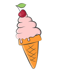 ice cream cone. Ice cream with different flavors. vector illustration