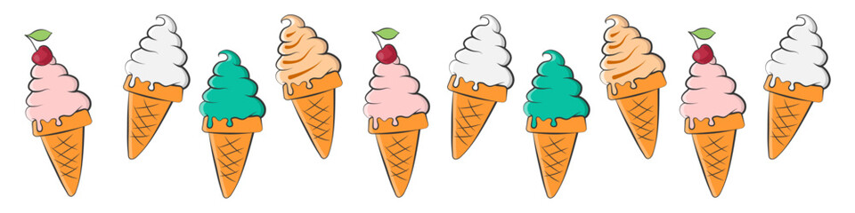 ice cream cone. Ice cream with different flavors. vector illustration