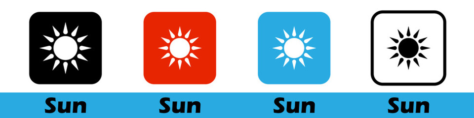 Sun. Weather condition. Sunny day. Brightness. Intensity of light. Vector
