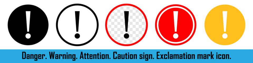 Attention sign. Alert or danger sign with an exclamation mark. System warning message. Vector