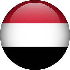 Yemen flag button. Round flag of Yemen. Vector flag, symbol. Colors and proportion correctly.