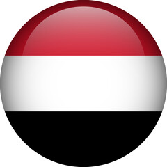 Yemen flag button. Round flag of Yemen. Vector flag, symbol. Colors and proportion correctly.