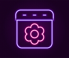 Glowing neon line Calendar spring icon isolated on black background. Event reminder symbol. Colorful outline concept. Vector