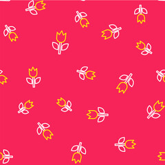 Line Photo mode macro icon isolated seamless pattern on red background. Vector