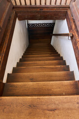 Fototapeta premium Indoor wooden stairs