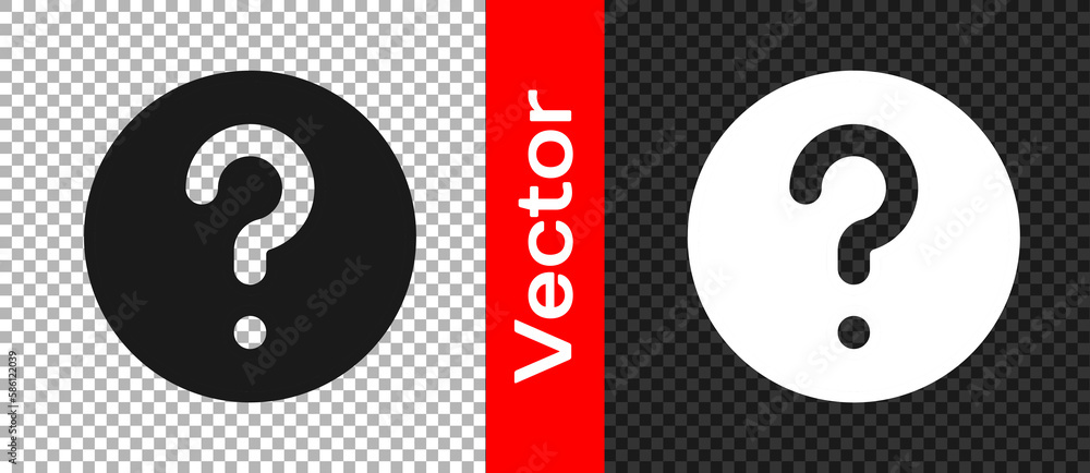 Poster black unknown search icon isolated on transparent background. magnifying glass and question mark. ve