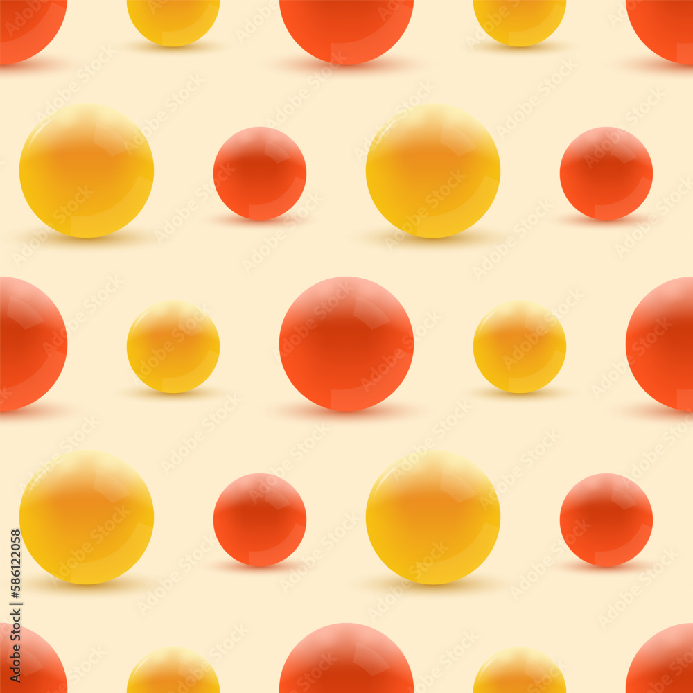 Poster 3d sphere, ball seamless background. abstract bubble pattern. modern circle objects. vector illustra
