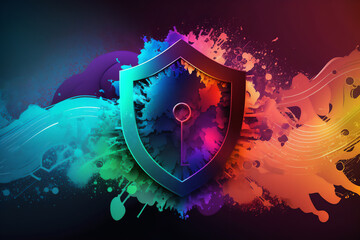 cybersecurity concept with vibrant colors, created with Generative AI