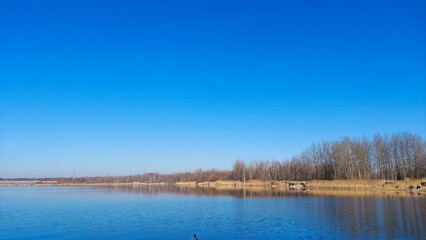 landscape of beautiful blue lake