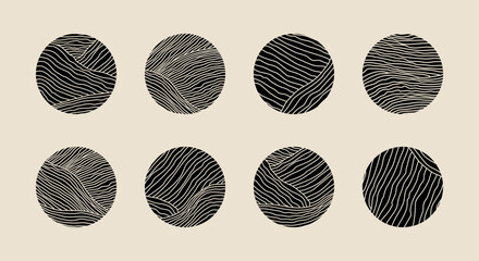 Set of hand drawn minimalist artistic circle elements