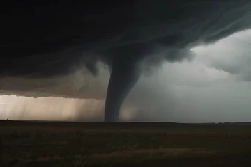 Fotobehang big dangerous tornado destroys local fields, generative AI © Paulina