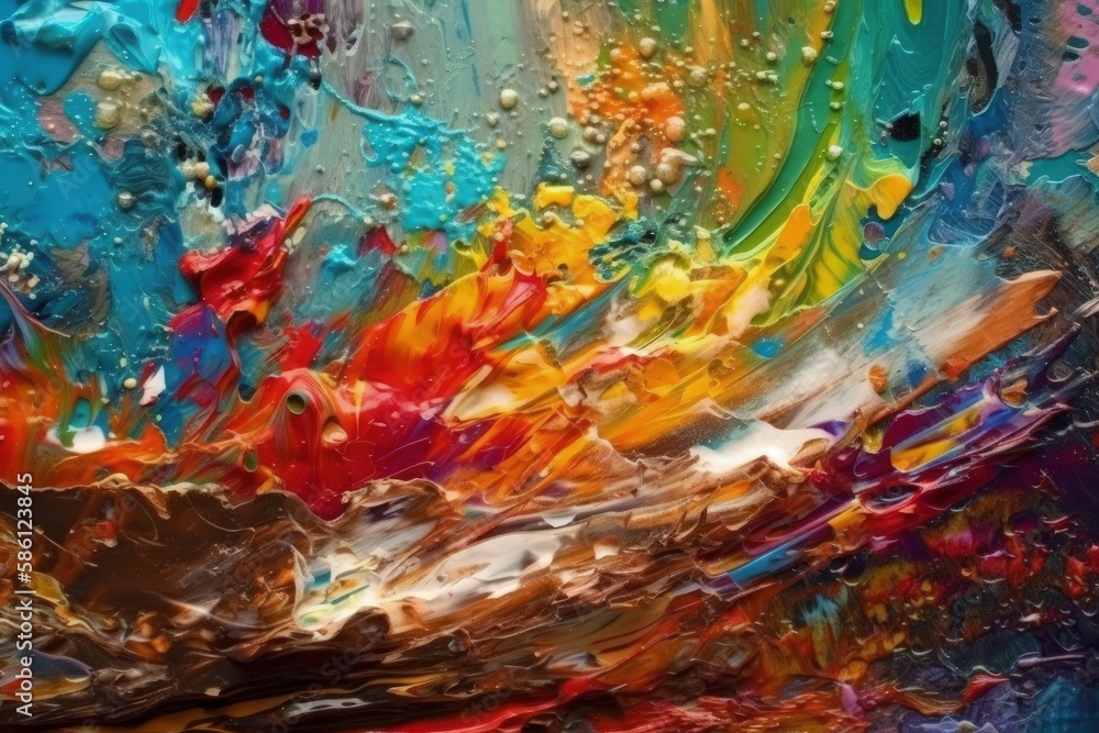 Poster abstract painting with a vibrant color palette created with generative ai technology