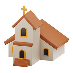 Premium Happy Easter church Icon 3D Rendering on isolated background PNG