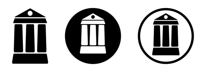 Column house vector icon. Greek temple. Roman parthenon. Museum, bank and university building. 