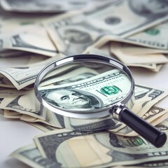 money and magnifying glass, generative AI