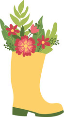 Cute spring rubber boot with flowers.