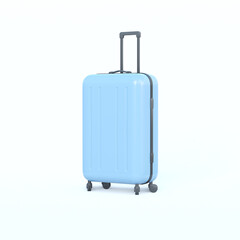 Travel set object. flat layer style. Mini luggage and alarm clock 3d rendering