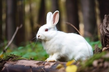 white rabbit in the forest - illustration