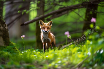 Fox in the forest - illustration