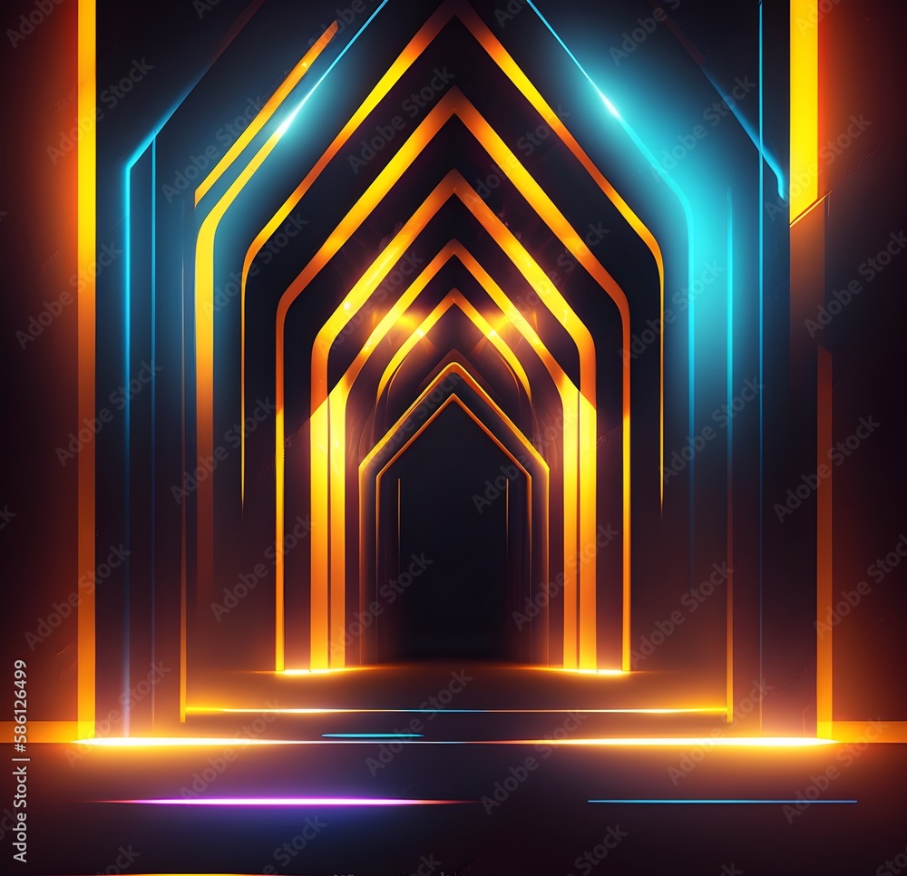 Wall mural Abstract background with glowing lines