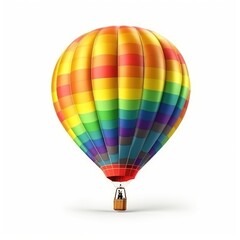 Naklejka premium Hot air balloon in travel and adventure concept, colorful and isolated on white. A floating symbol of freedom and exploration. Generative AI