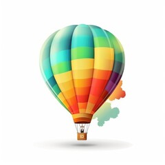 Naklejka premium Hot air balloon in travel and adventure concept, colorful and isolated on white. A floating symbol of freedom and exploration. Generative AI