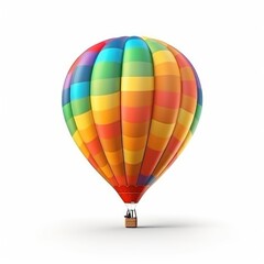 Hot air balloon in travel and adventure concept, colorful and isolated on white. A floating symbol of freedom and exploration. Generative AI