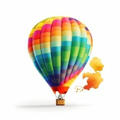 Naklejka premium Hot air balloon in travel and adventure concept, colorful and isolated on white. A floating symbol of freedom and exploration. Generative AI