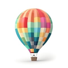 Naklejka premium Hot air balloon in travel and adventure concept, colorful and isolated on white. A floating symbol of freedom and exploration. Generative AI