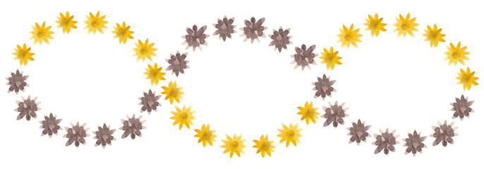 Flower composition. Watercolor buds form a smooth curved endless line. Ideal for borders, patterns and book designs. Isolated illustration