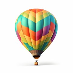 Fototapeta premium Hot air balloon in travel and adventure concept, colorful and isolated on white. A floating symbol of freedom and exploration. Generative AI