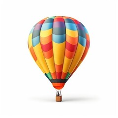 Fototapeta premium Hot air balloon in travel and adventure concept, colorful and isolated on white. A floating symbol of freedom and exploration. Generative AI