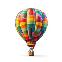 Naklejka premium Hot air balloon in travel and adventure concept, colorful and isolated on white. A floating symbol of freedom and exploration. Generative AI