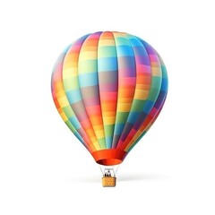 Hot air balloon in travel and adventure concept, colorful and isolated on white. A floating symbol of freedom and exploration. Generative AI